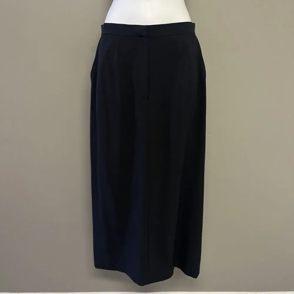 Talbots Women’s Black Stretch Mixed Blend Pleats Pockets Maxi Back Slit- Size 8